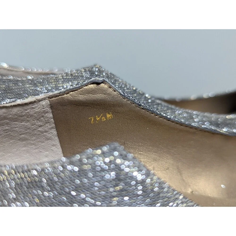 1950s Designer Shoes Vaneli di notto Silver Sparkle FabricKitten Heel 7.5 N